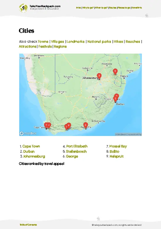 example page 6 from our offline Travel Guide for South Africa